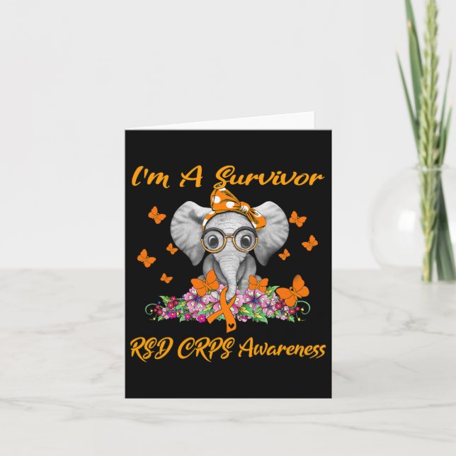 Elephant I'm A Survivor Rsd Crps Awareness  Card (Front)