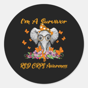 Elephant I'm A Survivor RSD CRPS Awareness  Classic Round Sticker