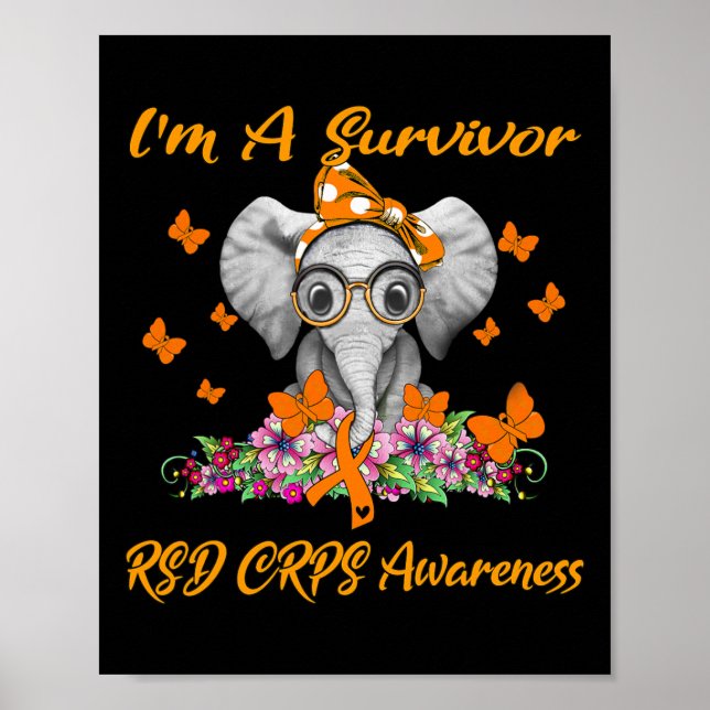 Elephant I'm A Survivor RSD CRPS Awareness  Poster (Front)