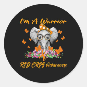 Elephant I'm A Warrior Rsd Crps Awareness  Classic Round Sticker