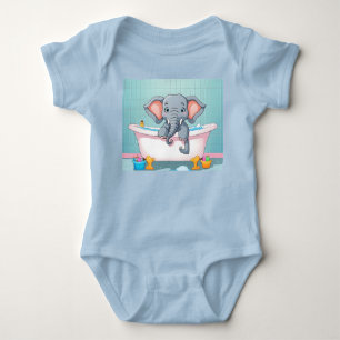 Elephant in bath baby bodysuit