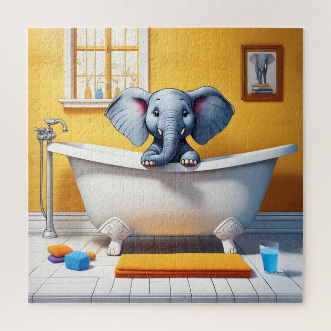 Elephant in bath jigsaw puzzle (Vertical)