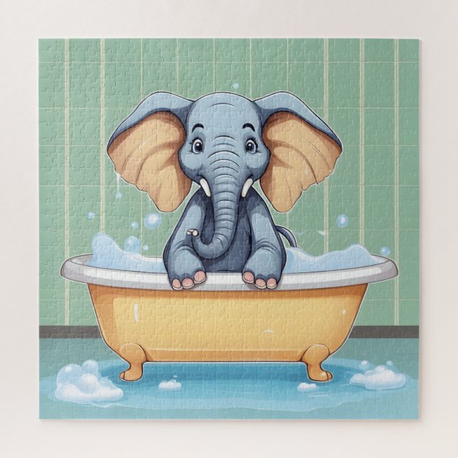 Elephant in bath jigsaw puzzle (Vertical)