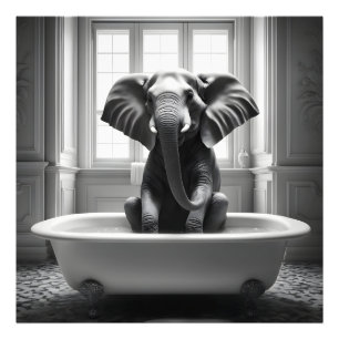 Elephant in bath photo print