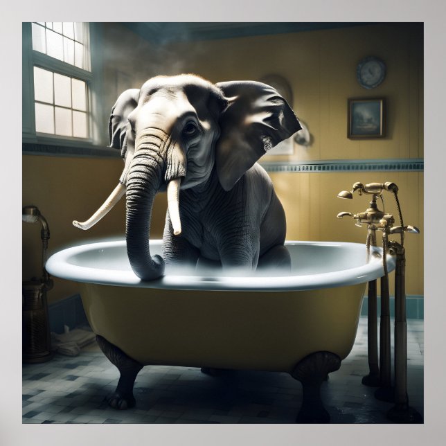 Elephant in bath poster (Front)
