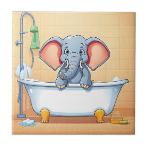 Elephant in bath tile
