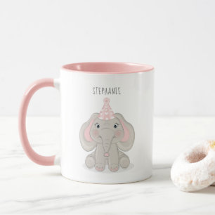 Elephant in Birthday Party Hat Coffee Mug