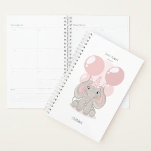 Elephant in Birthday Party Hat Planner