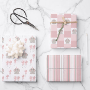 Elephant in Birthday Party Hat Wrapping Paper Shee
