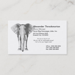 Elephant in Black and White Business Card