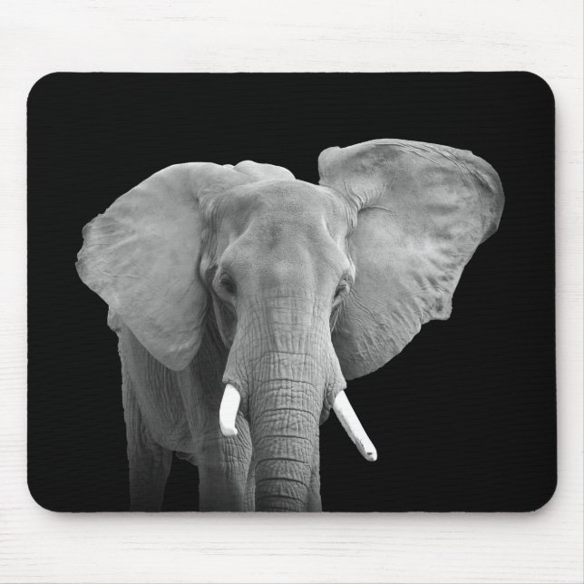 Elephant in Black and White Mouse Pad (Front)
