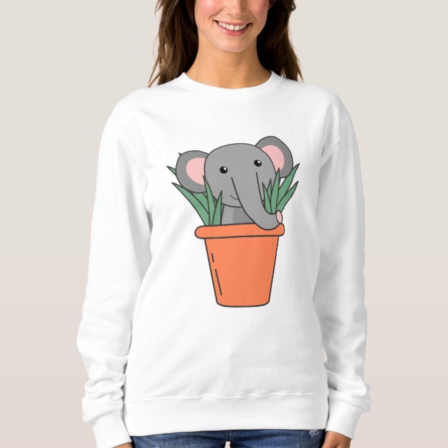 Elephant In Blumentop Funny Elephant Plants Sweatshirt (Front)