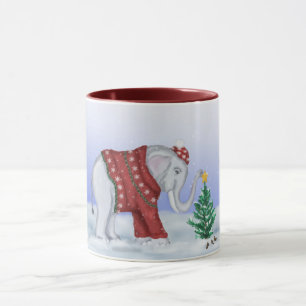 Elephant in Hand Knitted Sweater Mug