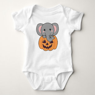 Elephant In Pumpkin Cute Elephant Happy Halloween Baby Bodysuit
