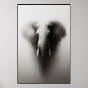 Elephant in the Mist Abstract Poster