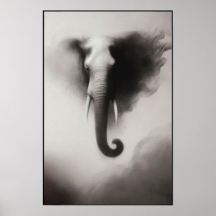 Elephant in the Mist Abstract Poster
