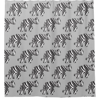 Elephant in Zebra Print Shower Curtain