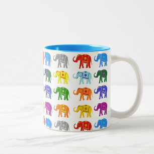 Elephant Indian Happy Colourful Two-Tone Coffee Mug