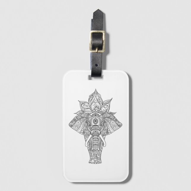 Elephant Inspired Luggage Tag (Front Vertical)