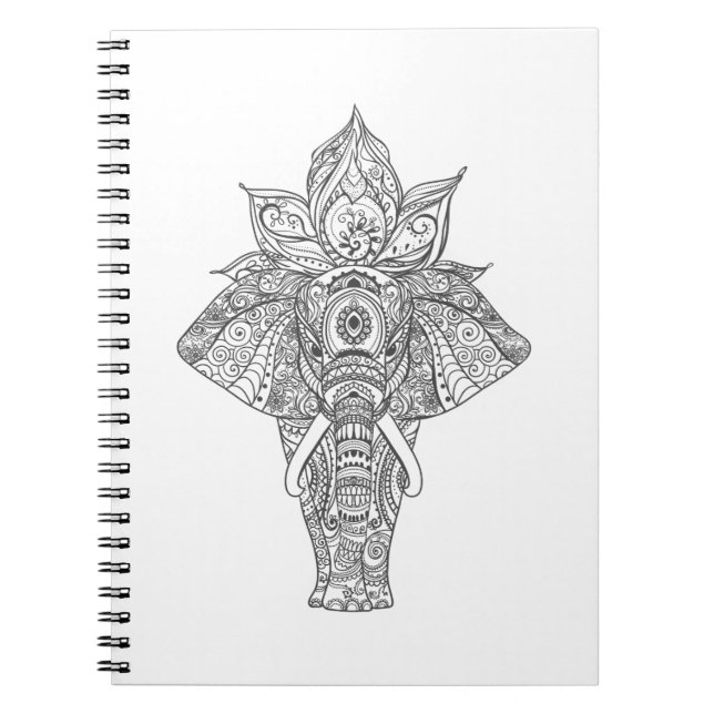 Elephant Inspired Spiral Notebook (Front)