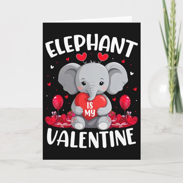 Elephant Is My Valentine Love Hearts Elephant Vale Card (Front)