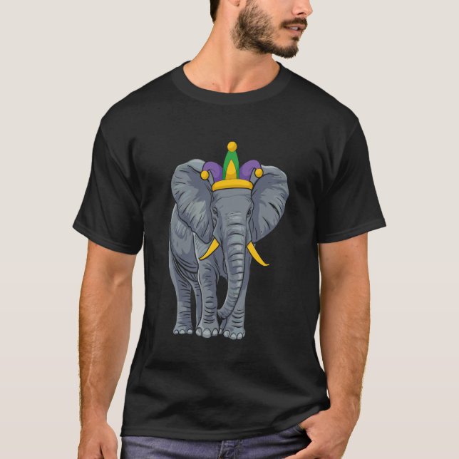 Elephant Jester Hat Mardi Gras Gifts Tee Funny Ele (Front)