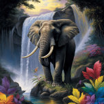 Elephant Jigsaw Puzzle<br><div class="desc">A beautiful elephant painting that captures the majesty and power of these magnificent animals in their natural habitat. This jigsaw puzzle features a detailed and lifelike illustration of an elephant standing near a magestic waterfall. The elephant is depicted in exquisite detail, with every wrinkle and fold of his skin carefully...</div>