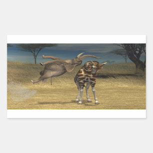 Elephant Jumps Over Giraffe Rectangular Sticker