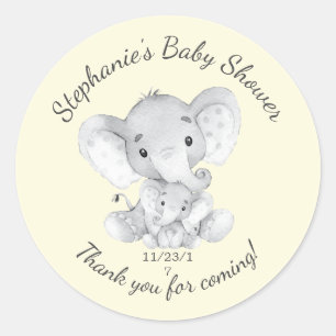 Elephant Jungle Animals Baby Shower Favour Sticker