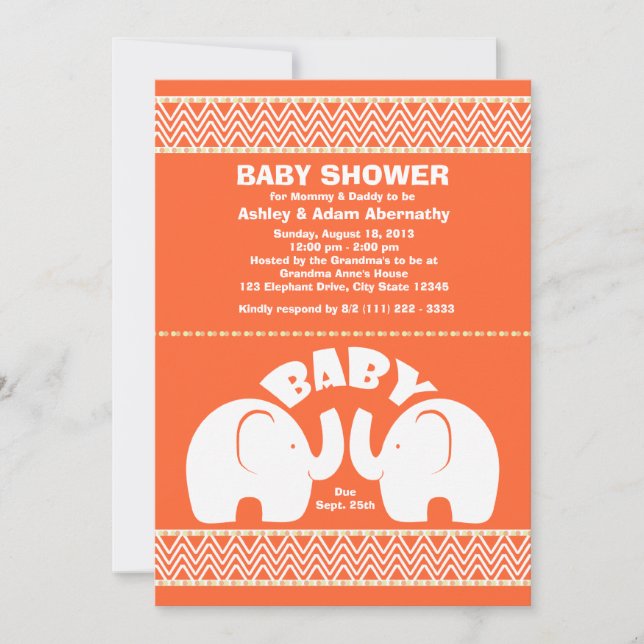 Elephant Jungle Baby Shower Invitation (Front)