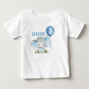 Elephant Jungle Blue Baby Boy Birthday T-Shirt