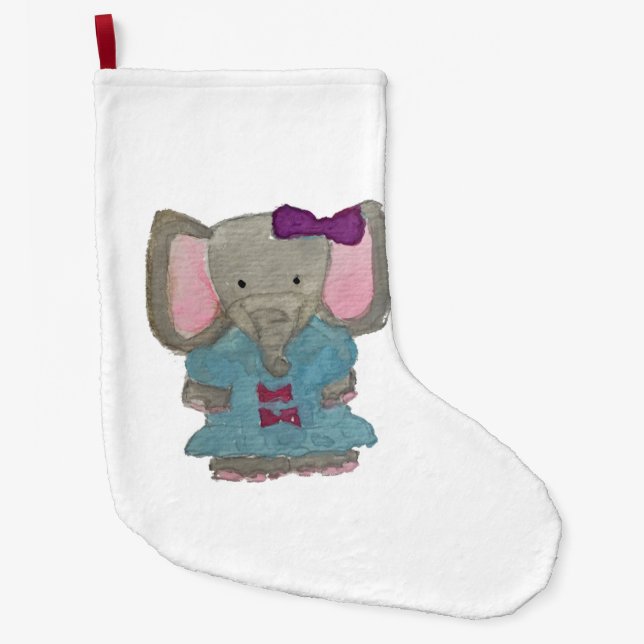 Elephant Jungle Friends Baby Animal Water Colour Large Christmas Stocking (Front)