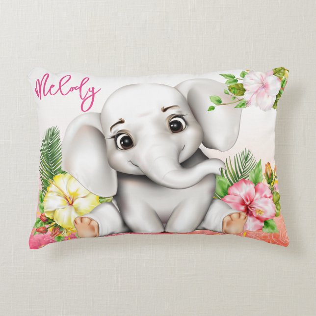Elephant Jungle Safari Personalised Baby Decorative Cushion (Front)