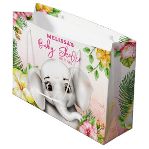 Elephant Jungle Safari Personalised Baby Shower Large Gift Bag