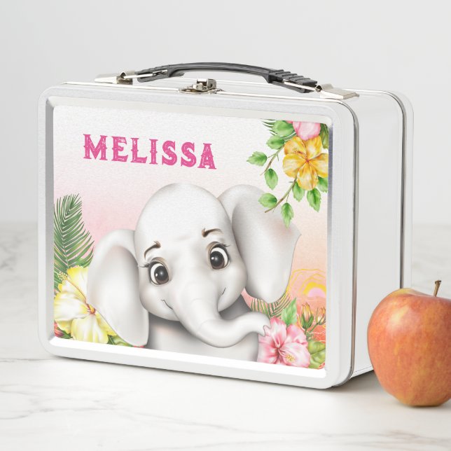 Elephant Jungle Safari Personalised Metal Lunch Box (In Situ)