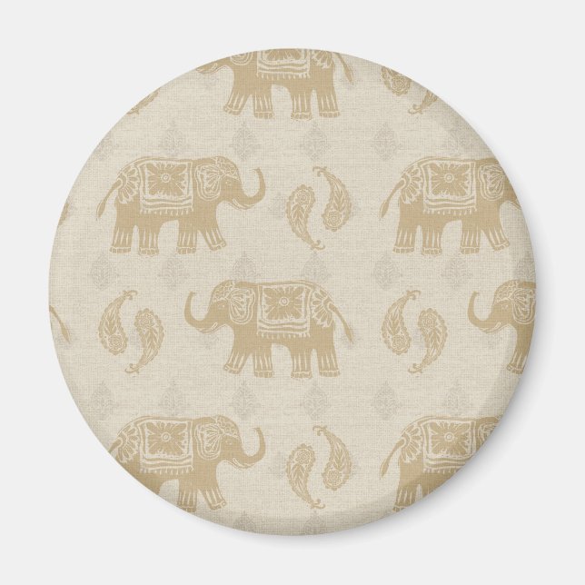 Elephant Khaki Caravan Pattern Magnet (Front)