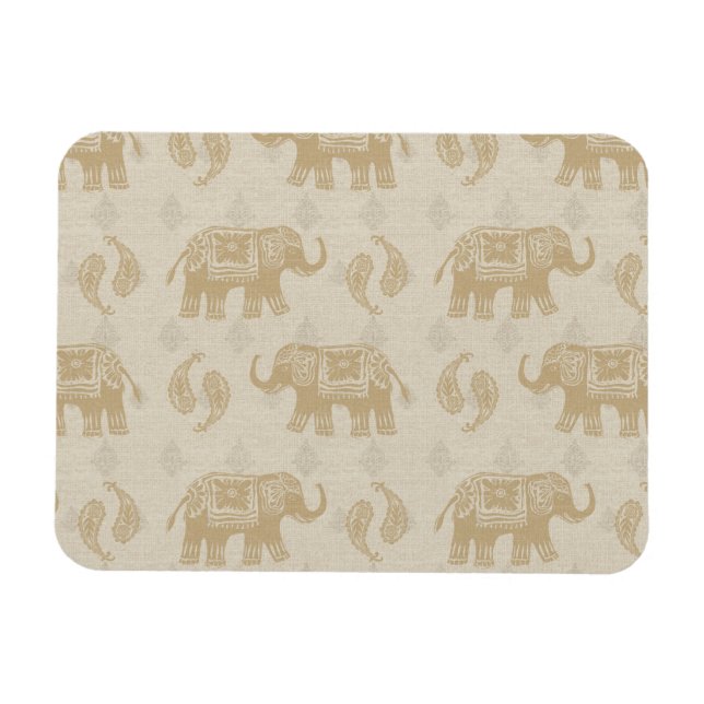 Elephant Khaki Caravan Pattern Magnet (Horizontal)