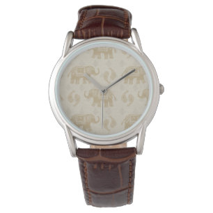 Elephant Khaki Caravan Pattern Watch