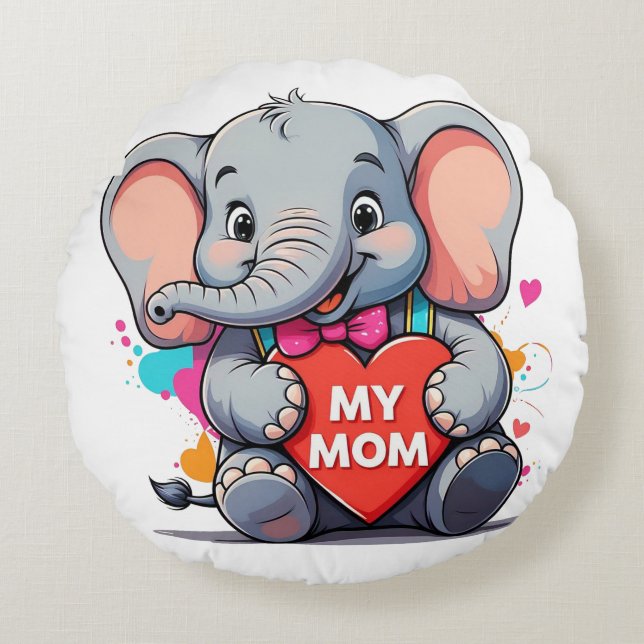 elephant kids round pillow (Front)
