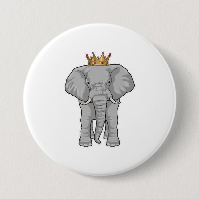 Elephant King Crown 7.5 Cm Round Badge (Front)