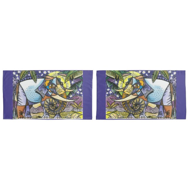 Elephant king design king size pillowcase set (Front-Set)