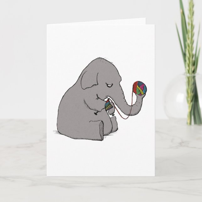 Elephant Knitting Card (Front)
