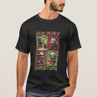 Elephant Leopard Buffalo Plaid Animals Lover Merry T-Shirt