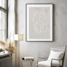 Elephant Line Art | Minimalist Safari Poster