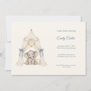 Elephant Linen Canopy Baby Shower Invitation