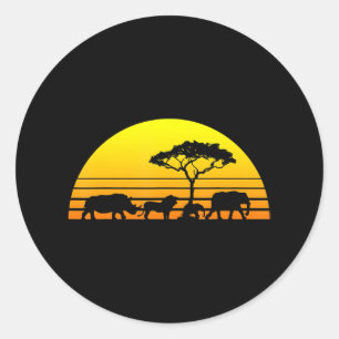 Elephant Lion Rhino Vintage   For Rhino Lover Classic Round Sticker