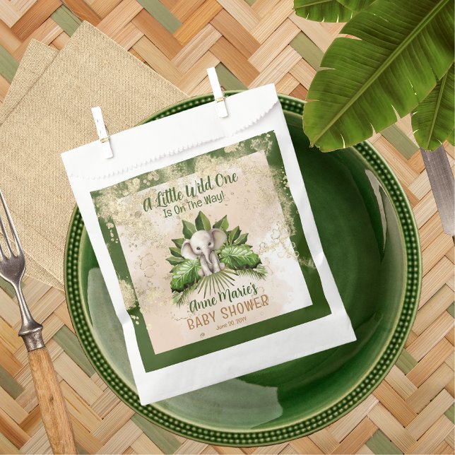 Elephant Little Wild One Is On The Way Baby Shower Favour Bags (Elephant A Little Wild One Is On The Way Baby Shower Favor Bag)