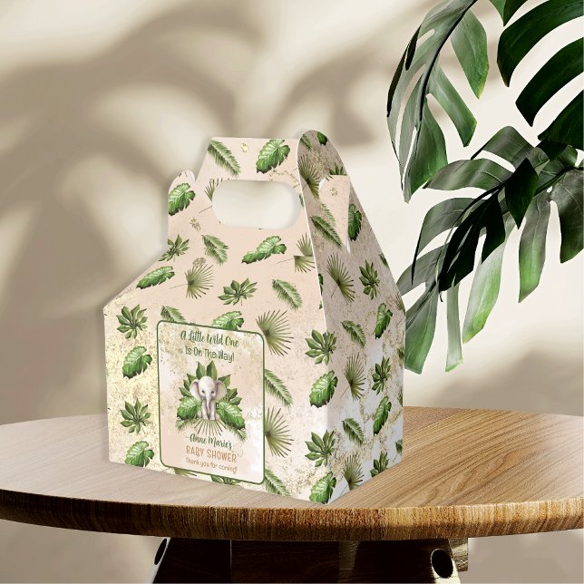 Elephant Little Wild One Is On The Way Baby Shower Favour Box (Elephant A Little Wild One Is On The Way Baby Shower Favor Boxes)