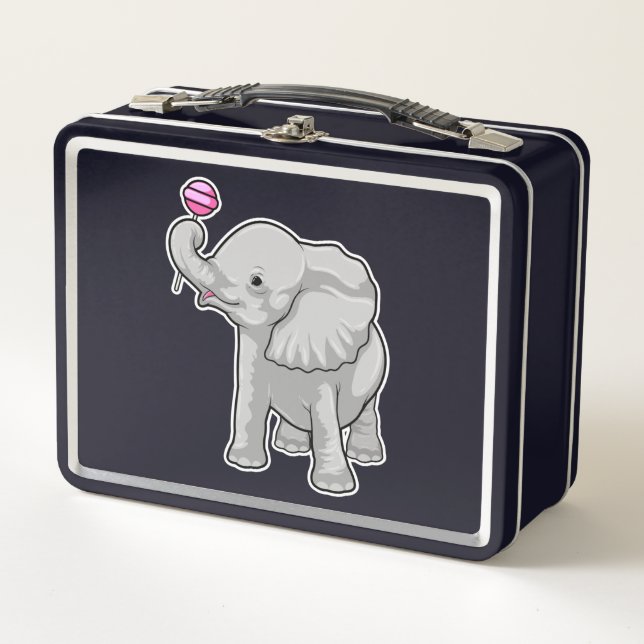 Elephant Lollipop Metal Lunch Box (Front)