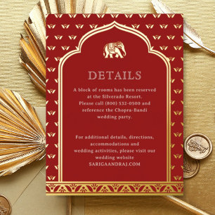 Elephant & Lotus Wedding Details Information Card
